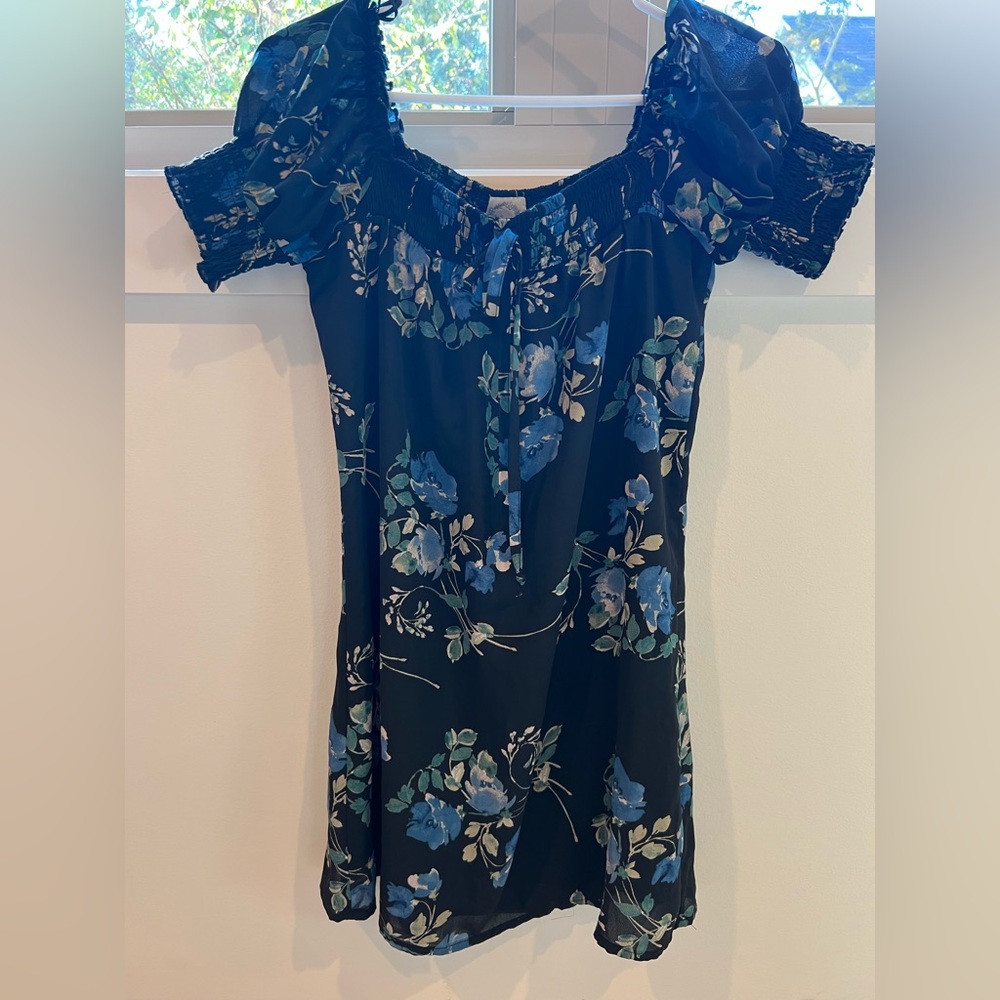 Mini Floral Print Dress - Francesca's (Blue Rain) - XXS